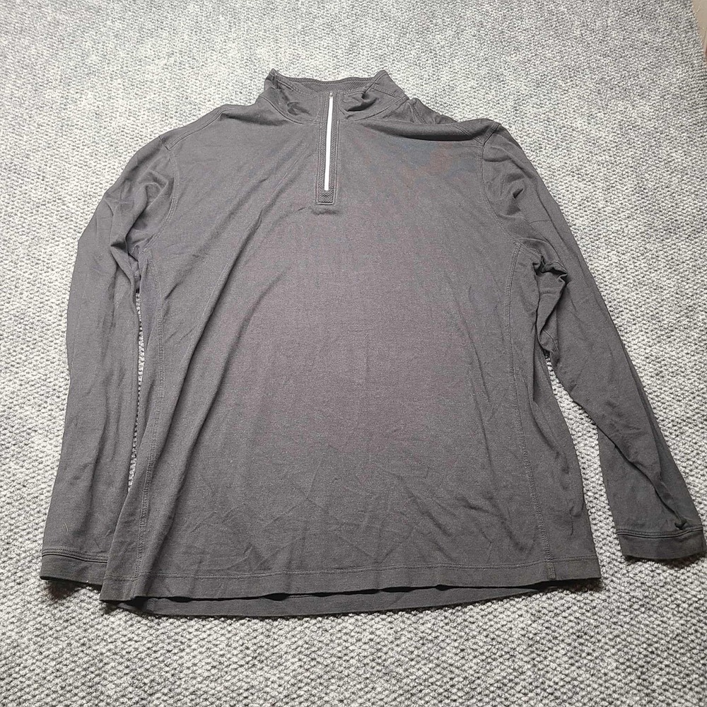 Tommy Bahama 1/4 Zip Shirt Mens Sz XL Black Long Sleeve Silver Zipper